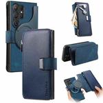 For Samsung Galaxy S25 Ultra 5G CaseNeo MagSafe RFID Anti-theft Zipper Wallet Retro Leather Phone Case(Blue)