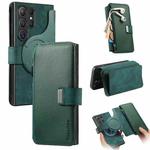 For Samsung Galaxy S25 Ultra 5G CaseNeo MagSafe RFID Anti-theft Zipper Wallet Retro Leather Phone Case(Green)