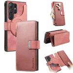 For Samsung Galaxy S25 Ultra 5G CaseNeo MagSafe RFID Anti-theft Zipper Wallet Retro Leather Phone Case(Pink)