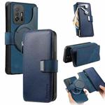 For Xiaomi Mi 11T / 11T Pro 5G CaseNeo MagSafe RFID Anti-theft Zipper Wallet Retro Leather Phone Case(Blue)