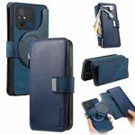 For Redmi 12C CaseNeo MagSafe RFID Anti-theft Zipper Wallet Retro Leather Phone Case(Blue)