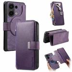 For Redmi Note 13 4G CaseNeo MagSafe RFID Anti-theft Zipper Wallet Retro Leather Phone Case(Purple)