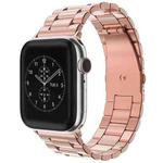 For Apple Watch 42 / 44 / 45 / 46 / 49mm xDfind Three Beads Fold Buckle Stainless Steel Watch Band(Rose Gold)