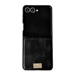 For Samsung Galaxy Z Flip7 5G Crazy Horse Texture PU Phone Case(Black)