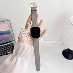 For Apple Watch 42 / 44 / 45 / 46 / 49mm xDfind Black Shark Fine Grain Leather Watch Band(Grey)