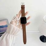 For Apple Watch 42 / 44 / 45 / 46 / 49mm xDfind Black Shark Fine Grain Leather Watch Band(Coffee Color)