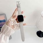 For Apple Watch 42 / 44 / 45 / 46 / 49mm xDfind Black Shark Fine Grain Leather Watch Band(Light Grey)