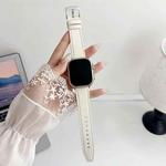 For Apple Watch 38 / 40 / 41 / S10 42mm xDfind Black Shark Fine Grain Leather Watch Band(Creamy White)