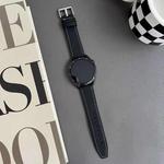 22mm xDfind Flat Head Black Shark Fine Grain Leather Watch Band(Black)