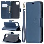 For OPPO Realme C11 Retro Lambskin Texture Pure Color Horizontal Flip PU Leather Case, with Holder & Card Slots & Wallet & Lanyard(Blue)