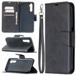 For OPPO Realme 6 Retro Lambskin Texture Pure Color Horizontal Flip PU Leather Case, with Holder & Card Slots & Wallet & Lanyard(Black)