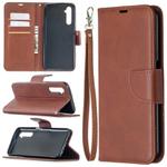 For OPPO Realme 6 Retro Lambskin Texture Pure Color Horizontal Flip PU Leather Case, with Holder & Card Slots & Wallet & Lanyard(Brown)
