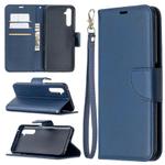 For OPPO Realme 6 Pro Retro Lambskin Texture Pure Color Horizontal Flip PU Leather Case, with Holder & Card Slots & Wallet & Lanyard(Blue)