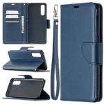 For OPPO Reno3 Pro Retro Lambskin Texture Pure Color Horizontal Flip PU Leather Case, with Holder & Card Slots & Wallet & Lanyard(Blue)