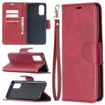For OPPO Reno4 Pro 5G Retro Lambskin Texture Pure Color Horizontal Flip PU Leather Case, with Holder & Card Slots & Wallet & Lanyard(Red)