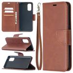For OPPO Reno4 Pro 5G Retro Lambskin Texture Pure Color Horizontal Flip PU Leather Case, with Holder & Card Slots & Wallet & Lanyard(Brown)
