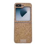 For Samsung Galaxy Z Flip6 5G Lamb Leather Cork PU + PC Brown Phone Case(Leather Texture)