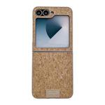 For Samsung Galaxy Z Flip5 5G Lamb Leather Cork PU + PC Brown Phone Case(Leather Texture)