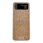 For Samsung Galaxy Z Flip4 5G Lamb Leather Cork PU + PC Brown Phone Case(Leather Texture)