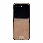 For Motorola Razr 50 / 60 Lamb Leather Cork PU + PC Brown Phone Case(Black Edge)