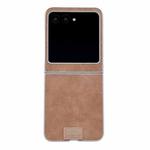For Motorola Razr 50 / 60 Lamb Leather Cork PU + PC Brown Phone Case(Silver Edge)
