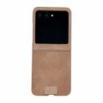 For Motorola Razr 50 / 60 Lamb Leather Cork PU + PC Brown Phone Case(Brown Edge)