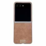 For Motorola Razr 50 Ultra Lamb Leather Cork PU + PC Brown Phone Case(Silver Edge)