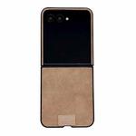 For Motorola Razr 60 Ultra Lamb Leather Cork PU + PC Brown Phone Case(Black Edge)