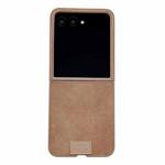 For Motorola Razr 60 Ultra Lamb Leather Cork PU + PC Brown Phone Case(Brown Edge)