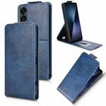 For Sony Xperia 1 VII Magnetic Vertical Flip Leather Phone Case with Buckle(Blue)