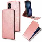 For Sony Xperia 1 VII Magnetic Vertical Flip Leather Phone Case with Buckle(Rose Gold)