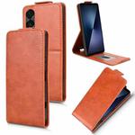 For Sony Xperia 1 VII Magnetic Vertical Flip Leather Phone Case with Buckle(Brown)