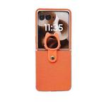 For Motorola Razr 50 Ultra Transparent Frame Jelly PU + PC Phone Case with Ring Holder(Orange)