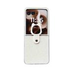 For Motorola Razr 50 Ultra Transparent Frame Jelly PU + PC Phone Case with Ring Holder(White)