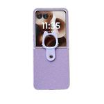 For Motorola Razr 50 Ultra Transparent Frame Jelly PU + PC Phone Case with Ring Holder(Purple)