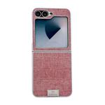 For Samsung Galaxy Z Flip6 5G Silver Frame Denim PU + PC Phone Case(Pink)
