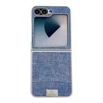 For Samsung Galaxy Z Flip5 5G Silver Frame Denim PU + PC Phone Case(Blue)