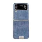For Samsung Galaxy Z Flip4 5G Silver Frame Denim PU + PC Phone Case(Blue)