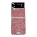 For Samsung Galaxy Z Flip4 5G Silver Frame Denim PU + PC Phone Case(Pink)