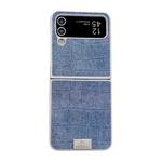 For Samsung Galaxy Z Flip3 5G Silver Frame Denim PU + PC Phone Case(Blue)