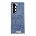 For Samsung Galaxy Z Fold6 5G Silver Frame Denim PU + PC Phone Case(Blue)