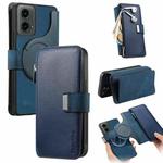 For Motorola Moto G 2024 5G CaseNeo MagSafe RFID Anti-theft Zipper Wallet Retro Leather Phone Case(Blue)