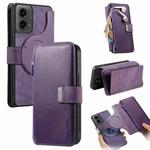 For Motorola Moto G 2024 5G CaseNeo MagSafe RFID Anti-theft Zipper Wallet Retro Leather Phone Case(Purple)