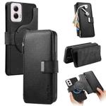 For Motorola Moto G Power 2024 CaseNeo MagSafe RFID Anti-theft Zipper Wallet Retro Leather Phone Case(Black)