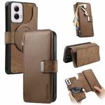 For Motorola Moto G Power 2024 CaseNeo MagSafe RFID Anti-theft Zipper Wallet Retro Leather Phone Case(Brown)