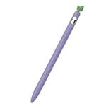 For Apple Pencil 1 Contrasting Color Mint Leaf Silicone Non-slip Protective Cover(Purple)