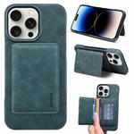 For iPhone 14 Pro Denior D27 Retro Texture RFID MagSafe Photo Frame Card-slot Phone Case(Blue)