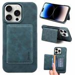 For iPhone 14 Pro Max Denior D27 Retro Texture RFID MagSafe Photo Frame Card-slot Phone Case(Blue)