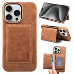 For iPhone 15 Pro Denior D27 Retro Texture RFID MagSafe Photo Frame Card-slot Phone Case(Brown)