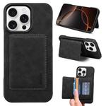 For iPhone 16 Pro Max Denior D27 Retro Texture RFID MagSafe Photo Frame Card-slot Phone Case(Black)